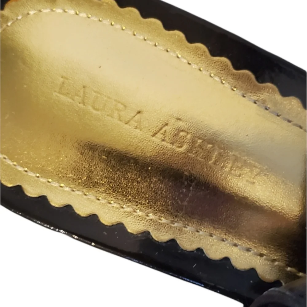 Laura Ashley Brown Peep toe wedge heels. - Picture 6 of 9